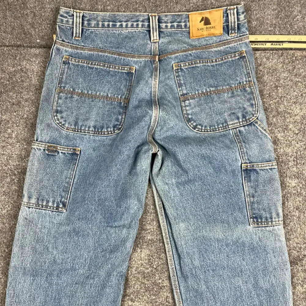 SawHorse Jeans Mens‎ Size 34x34 Blue Carpenter Workwear Utility Straight Denim